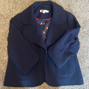 Navy Crop Sleeve Blazer